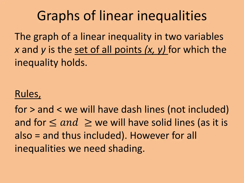 graphs of linear inequalities