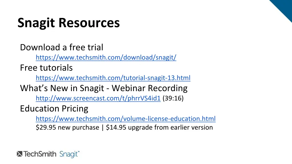 snagit resources
