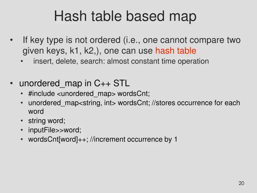 hash table based map