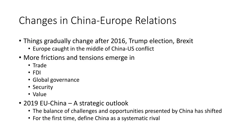 changes in china europe relations 1