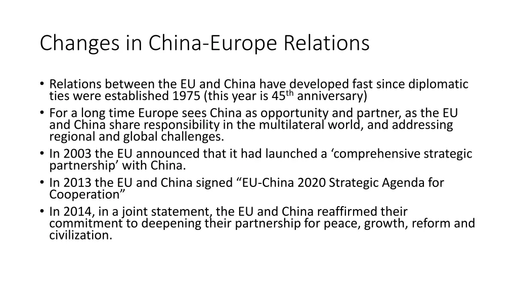 changes in china europe relations