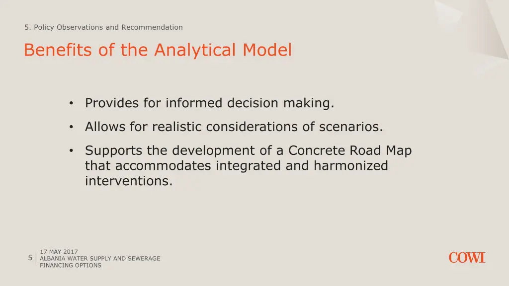 5 policy observations and recommendation