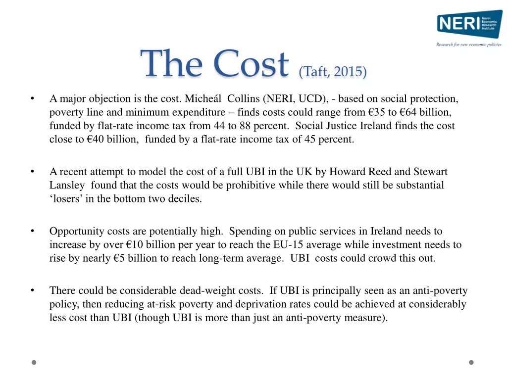 the cost taft 2015 a major objection is the cost