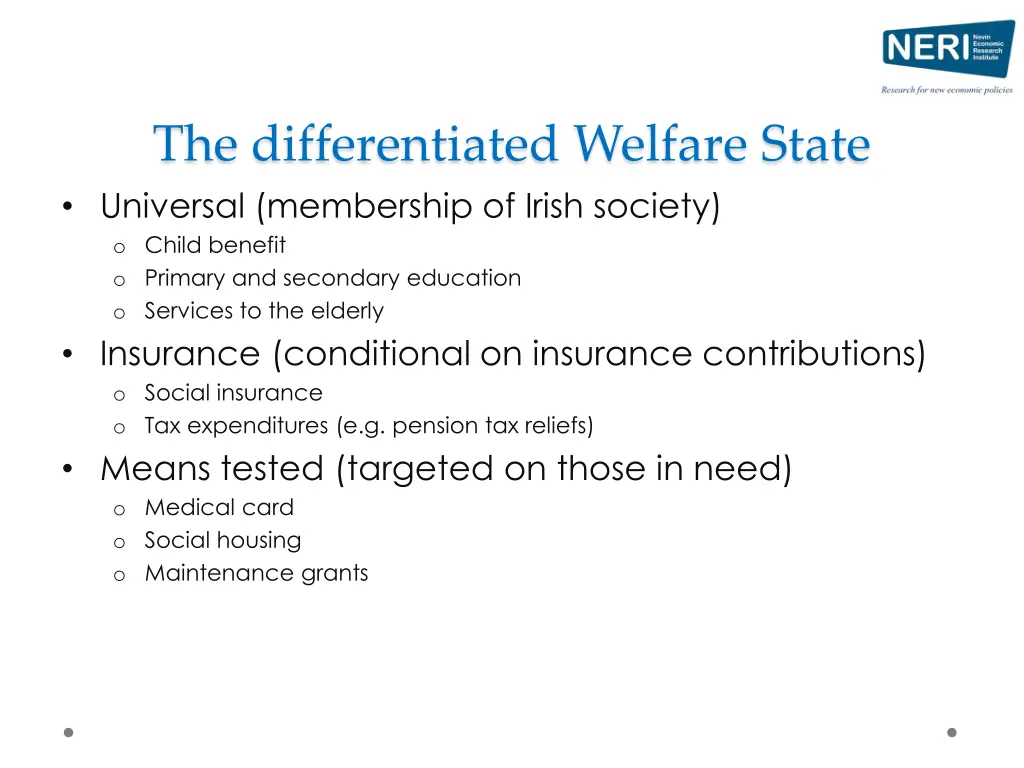 the differentiated welfare state universal
