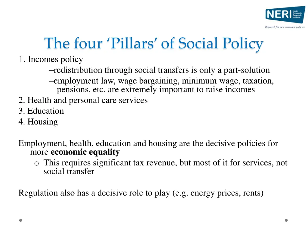 the four pillars of social policy 1 incomes