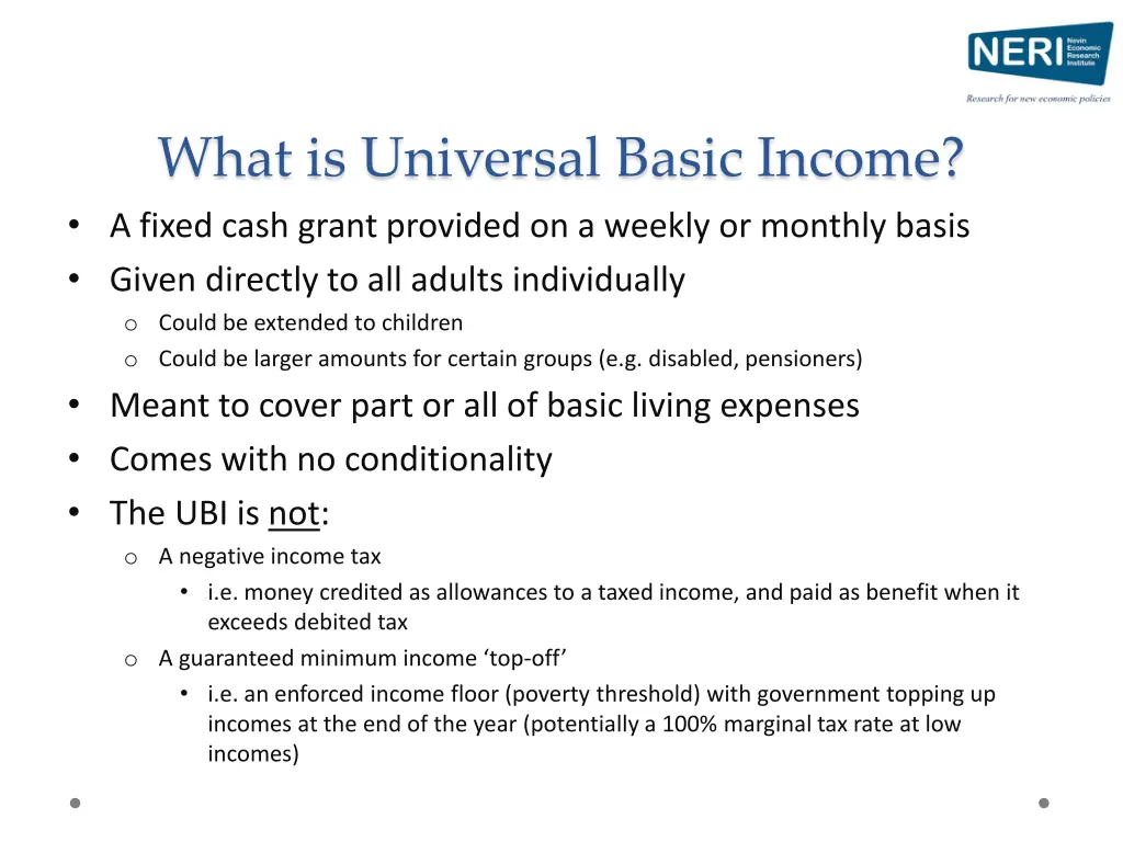 what is universal basic income a fixed cash grant
