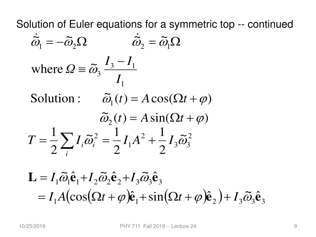 solution of euler equations for a symmetric