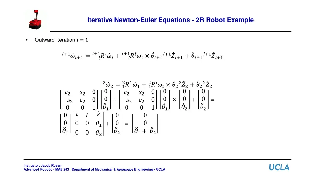 iterative newton euler equations 2r robot example 10