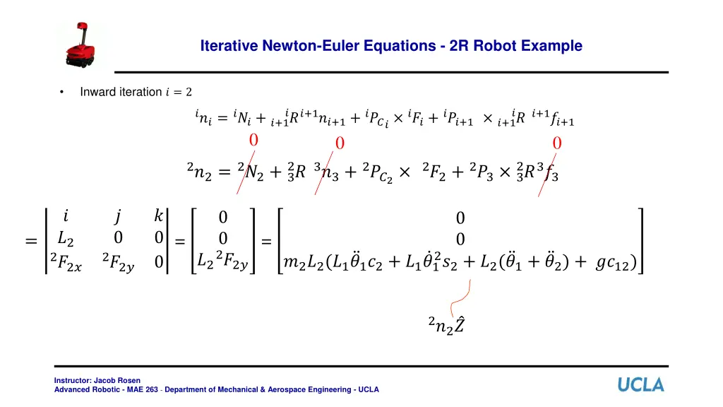 iterative newton euler equations 2r robot example 16