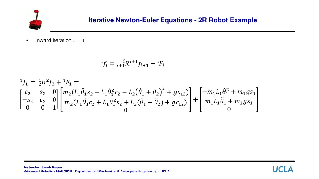 iterative newton euler equations 2r robot example 17