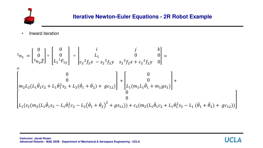 iterative newton euler equations 2r robot example 19