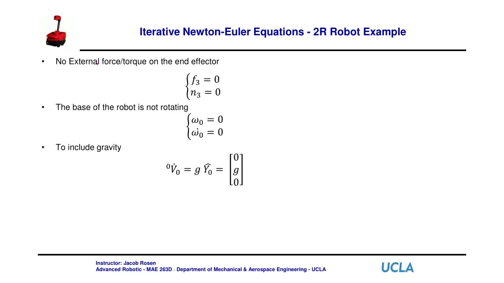 iterative newton euler equations 2r robot example 2