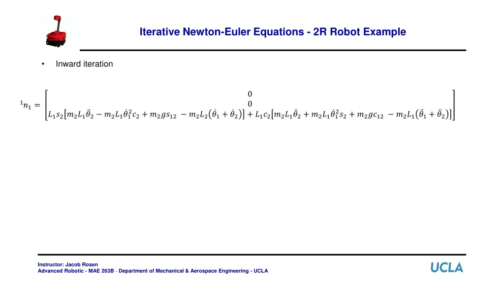 iterative newton euler equations 2r robot example 20