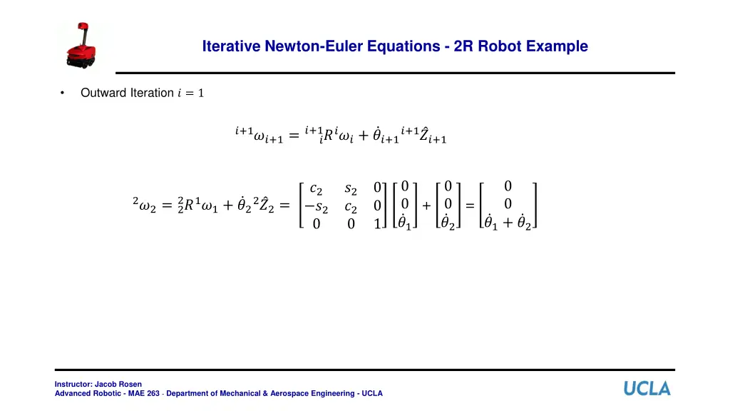 iterative newton euler equations 2r robot example 9