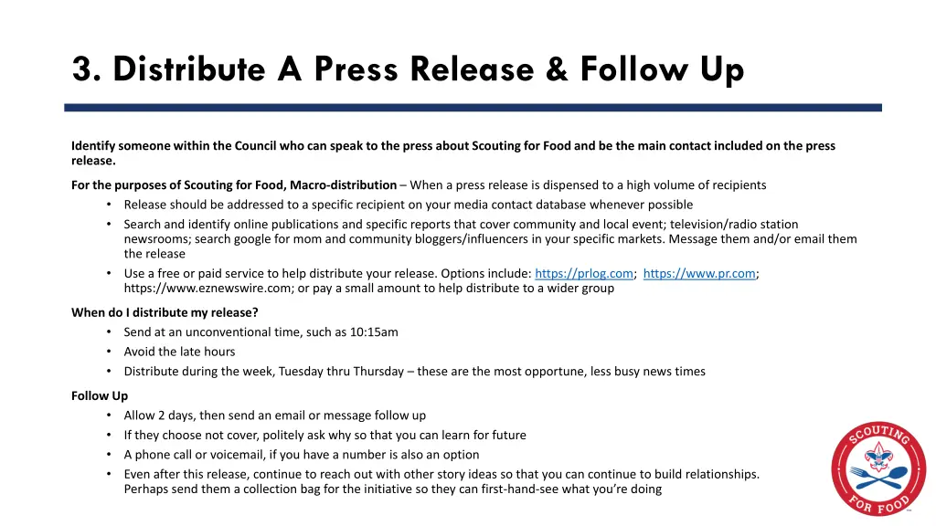 3 distribute a press release follow up