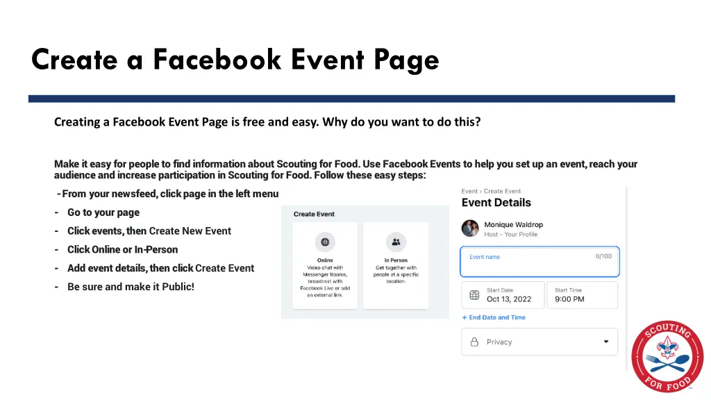 create a facebook event page