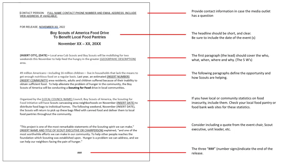 provide contact information in case the media