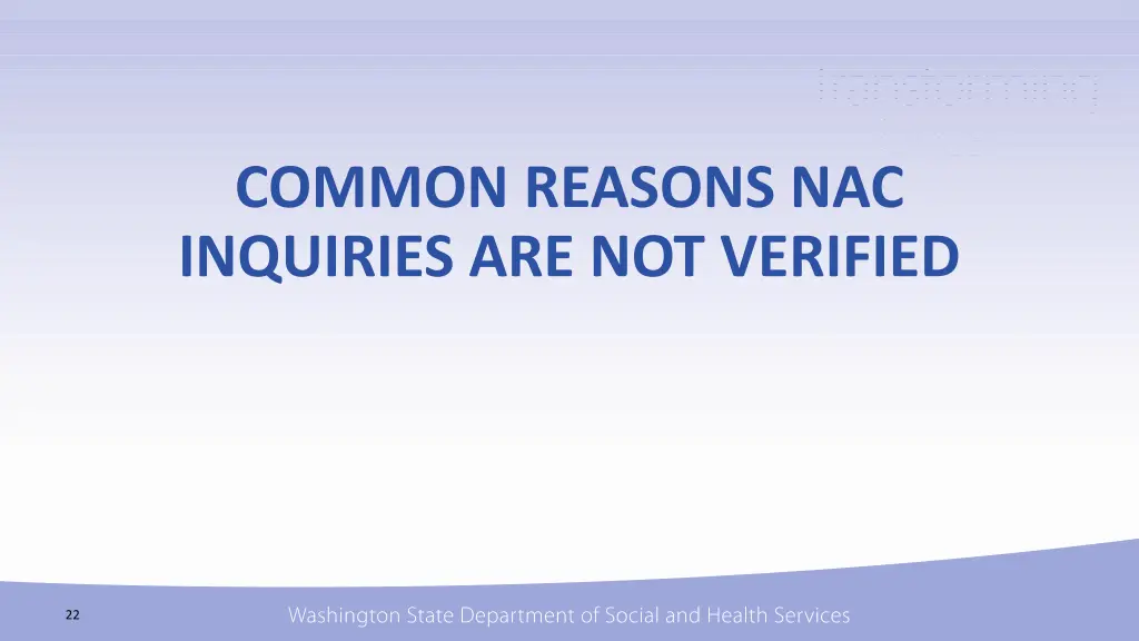 common reasons nac inquiries are not verified