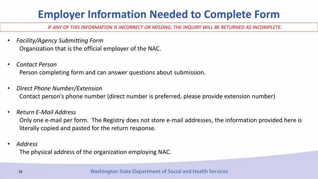 employer information needed to complete form