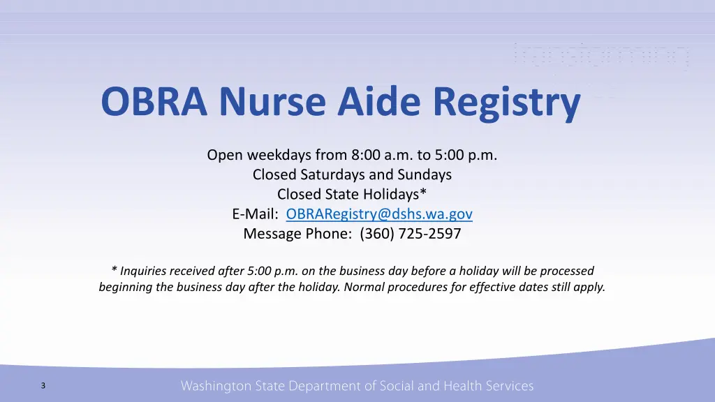 obra nurse aide registry