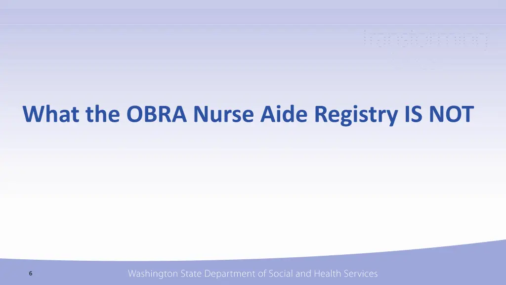 what the obra nurse aide registry is not