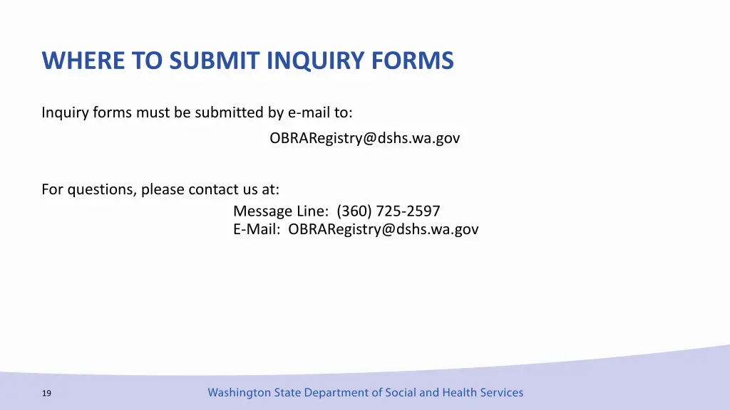 where to submit inquiry forms