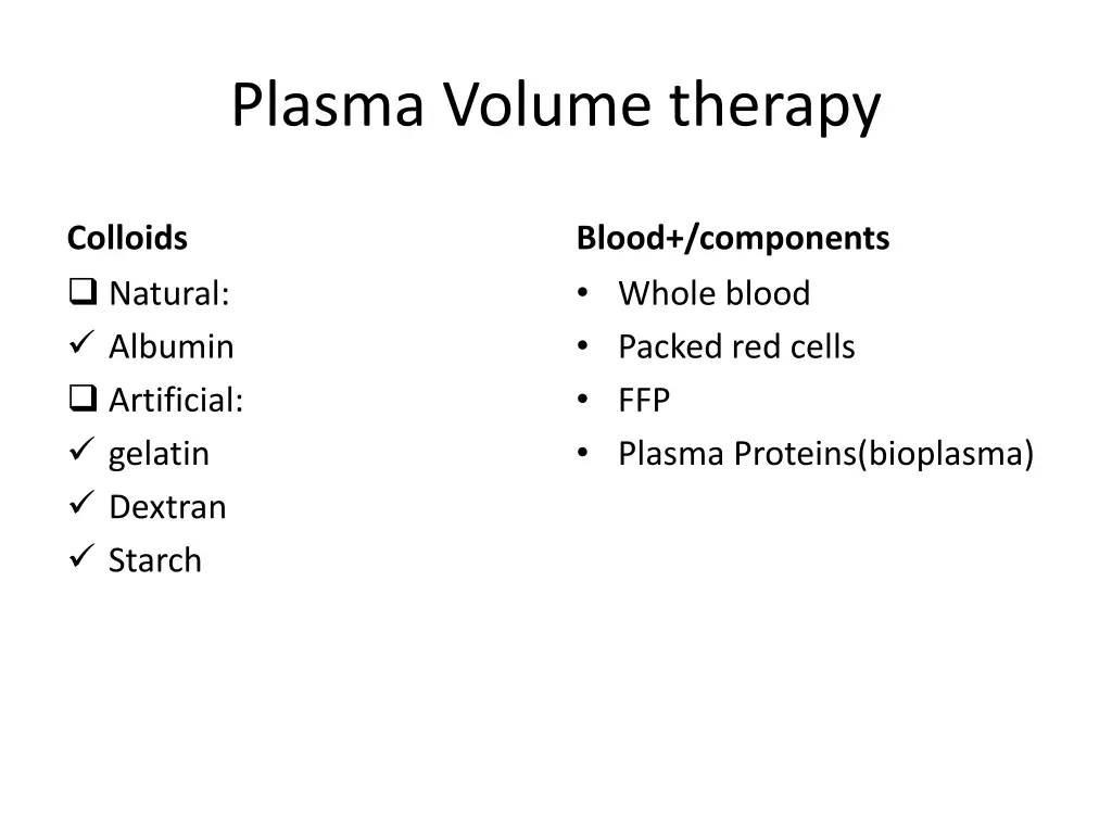plasma volume therapy