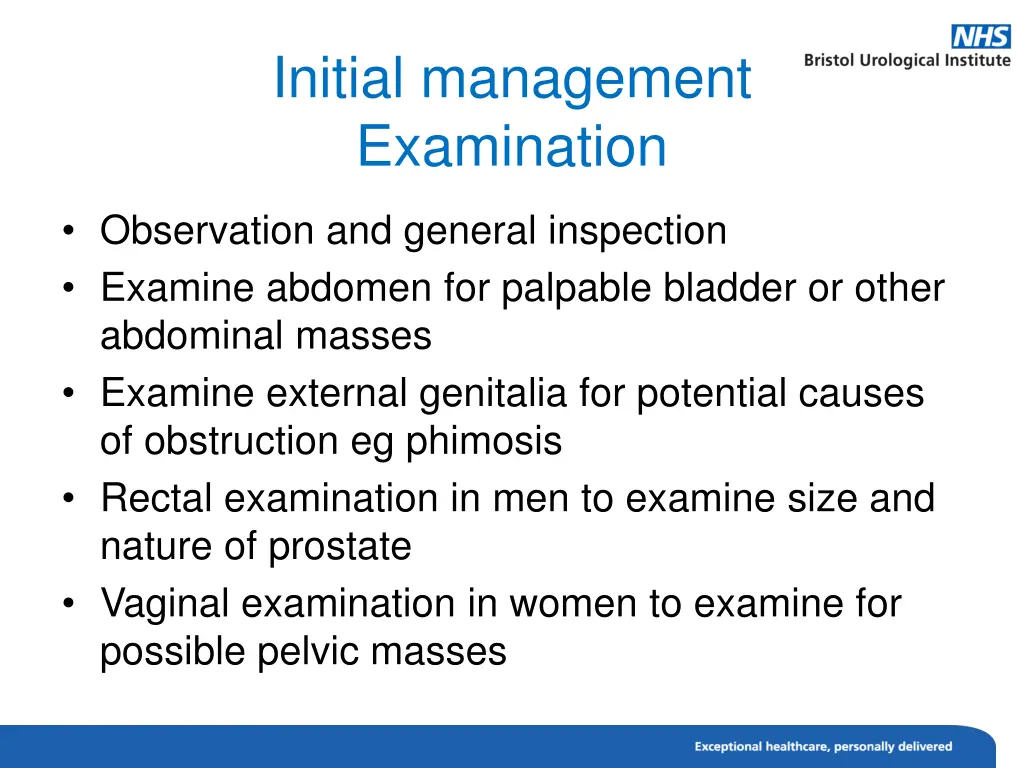 initial management examination