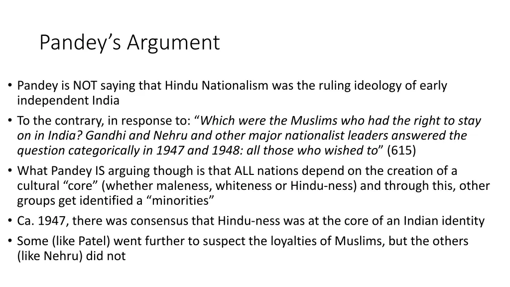 pandey s argument