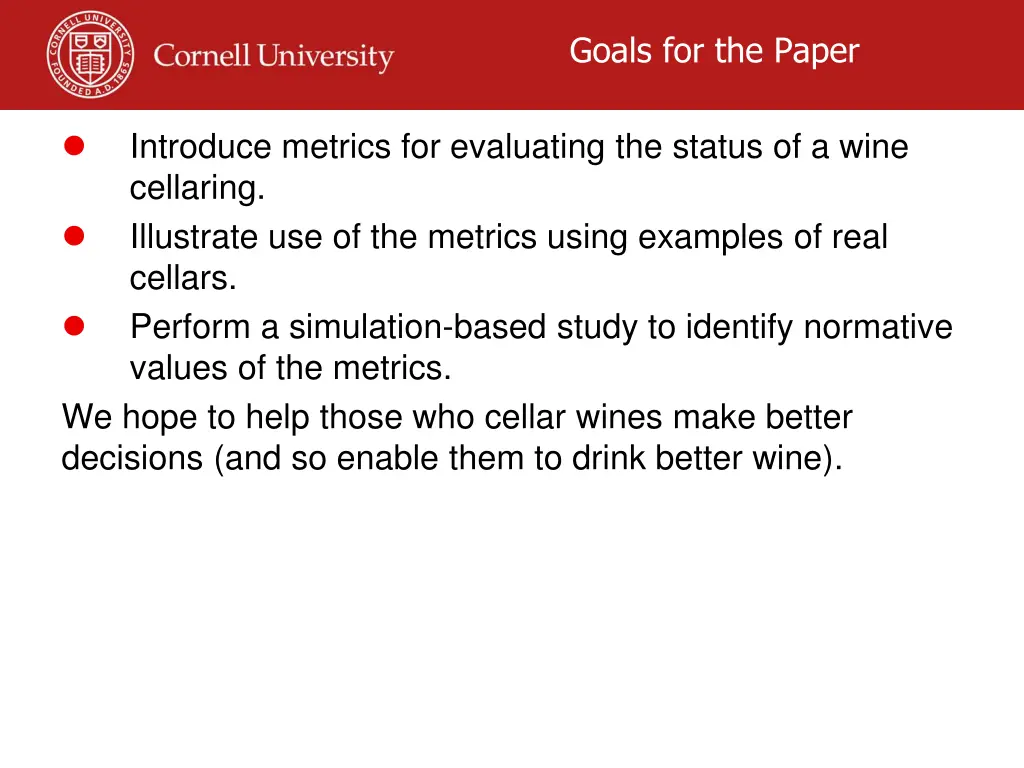 goals for the paper