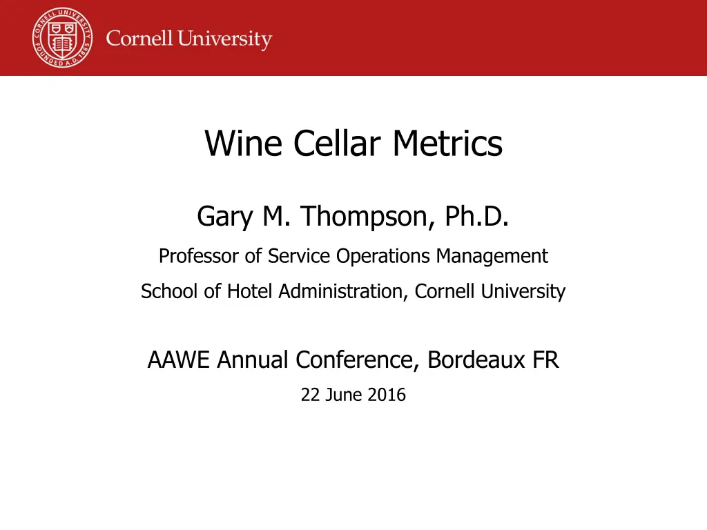 wine cellar metrics