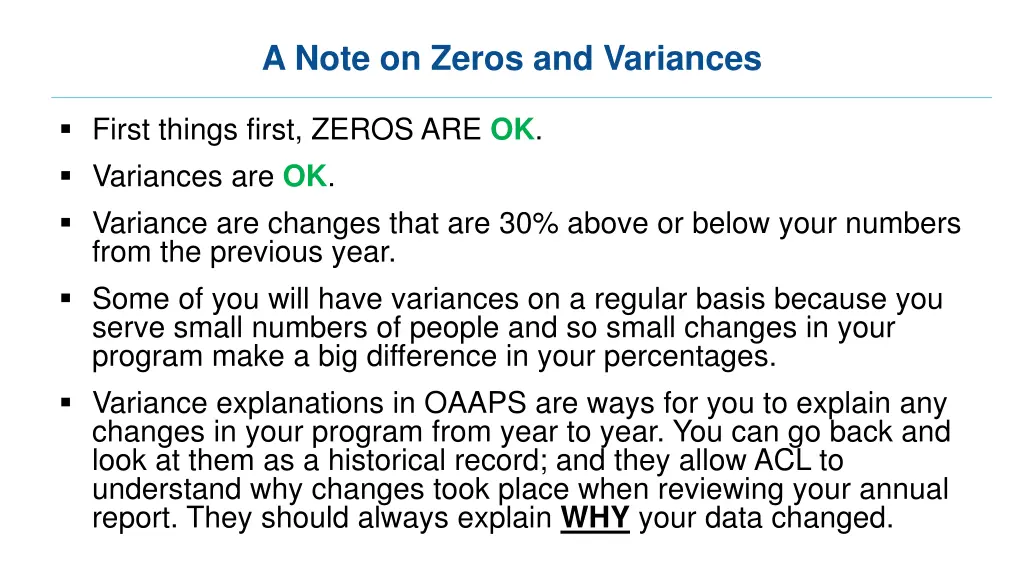 a note on zeros and variances