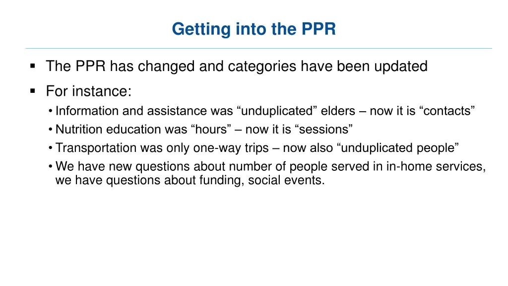 getting into the ppr