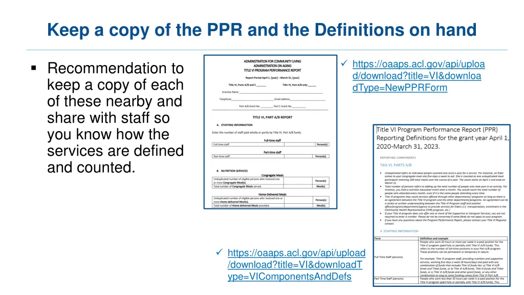 keep a copy of the ppr and the definitions on hand
