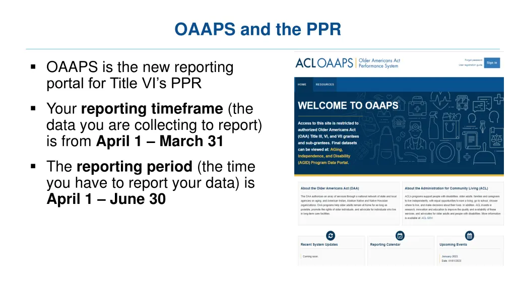 oaaps and the ppr