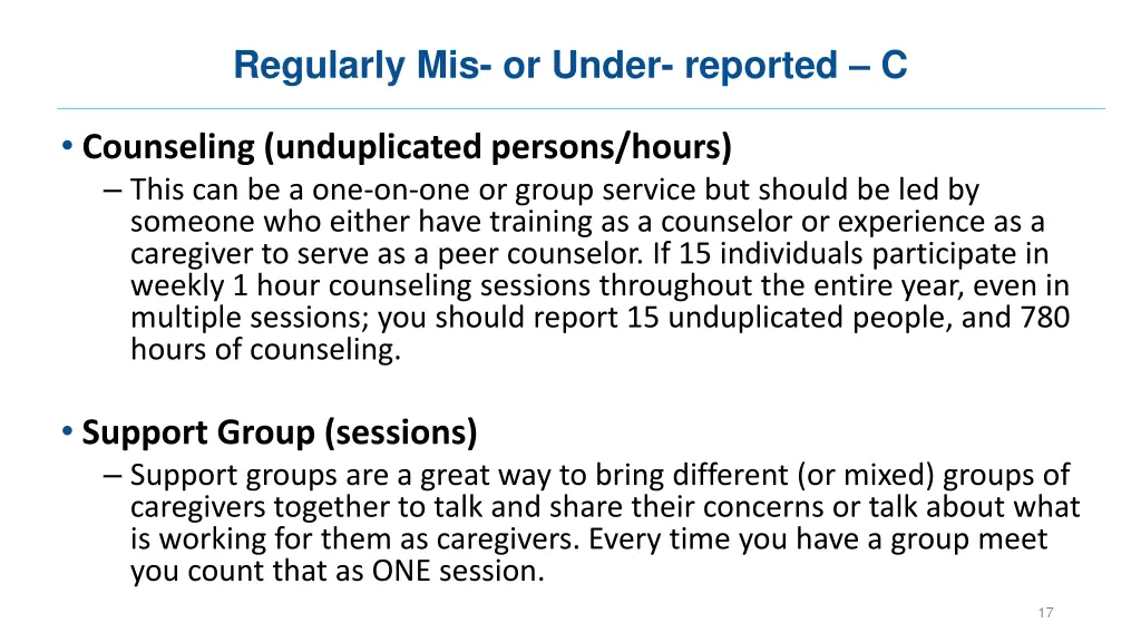 regularly mis or under reported c 2