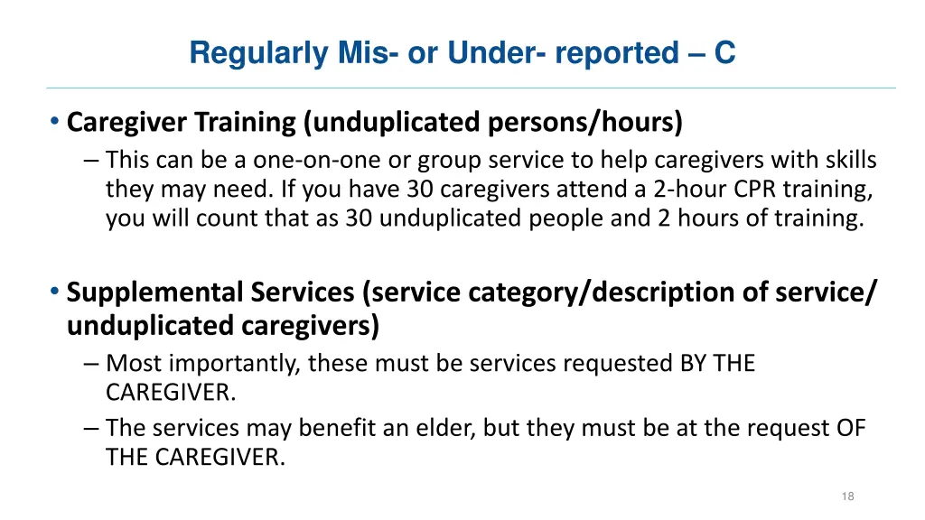 regularly mis or under reported c 3