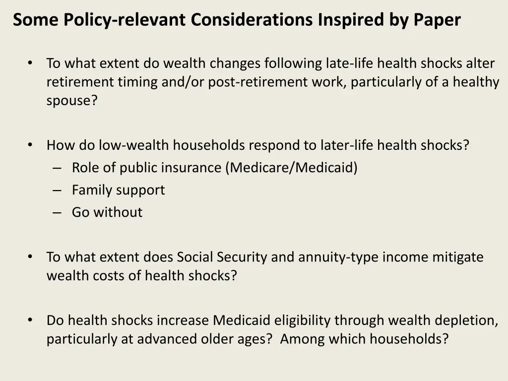 some policy relevant considerations inspired