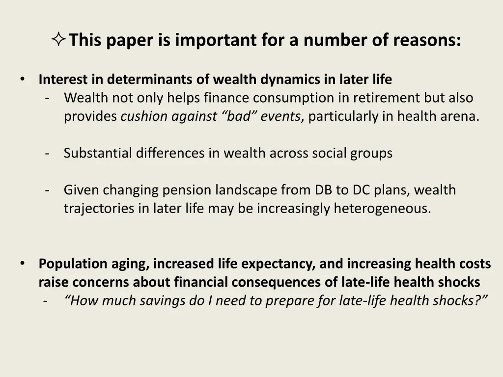 this paper is important for a number of reasons