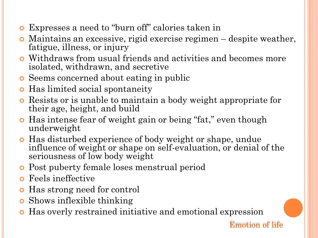 expresses a need to burn off calories taken