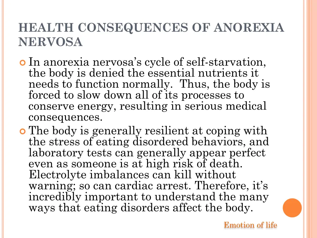 health consequences of anorexia nervosa