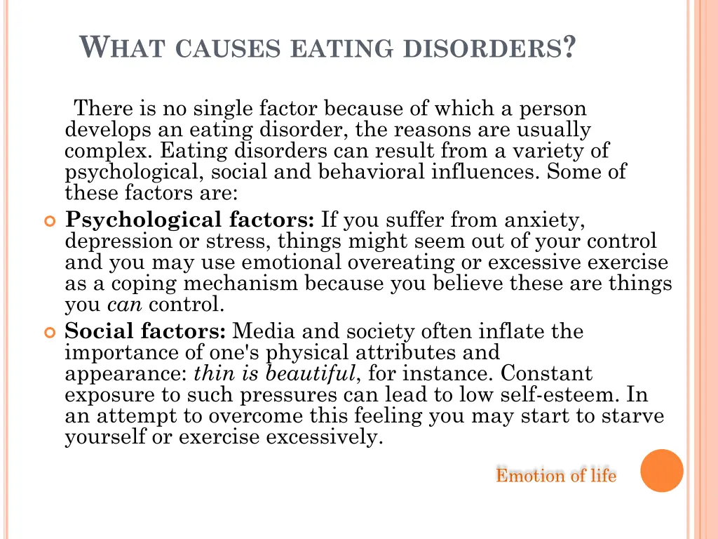w hat causes eating disorders