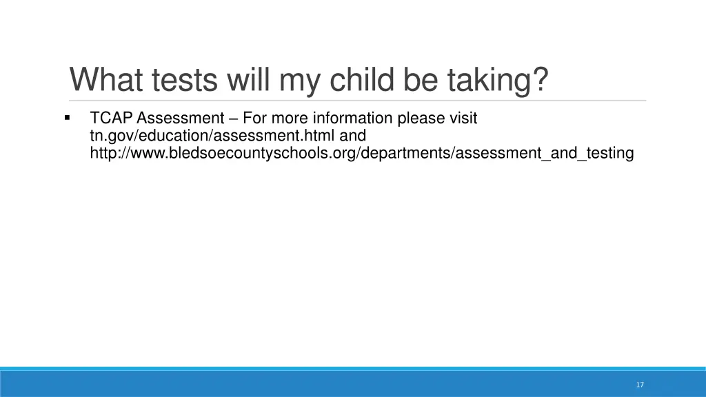 what tests will my child be taking