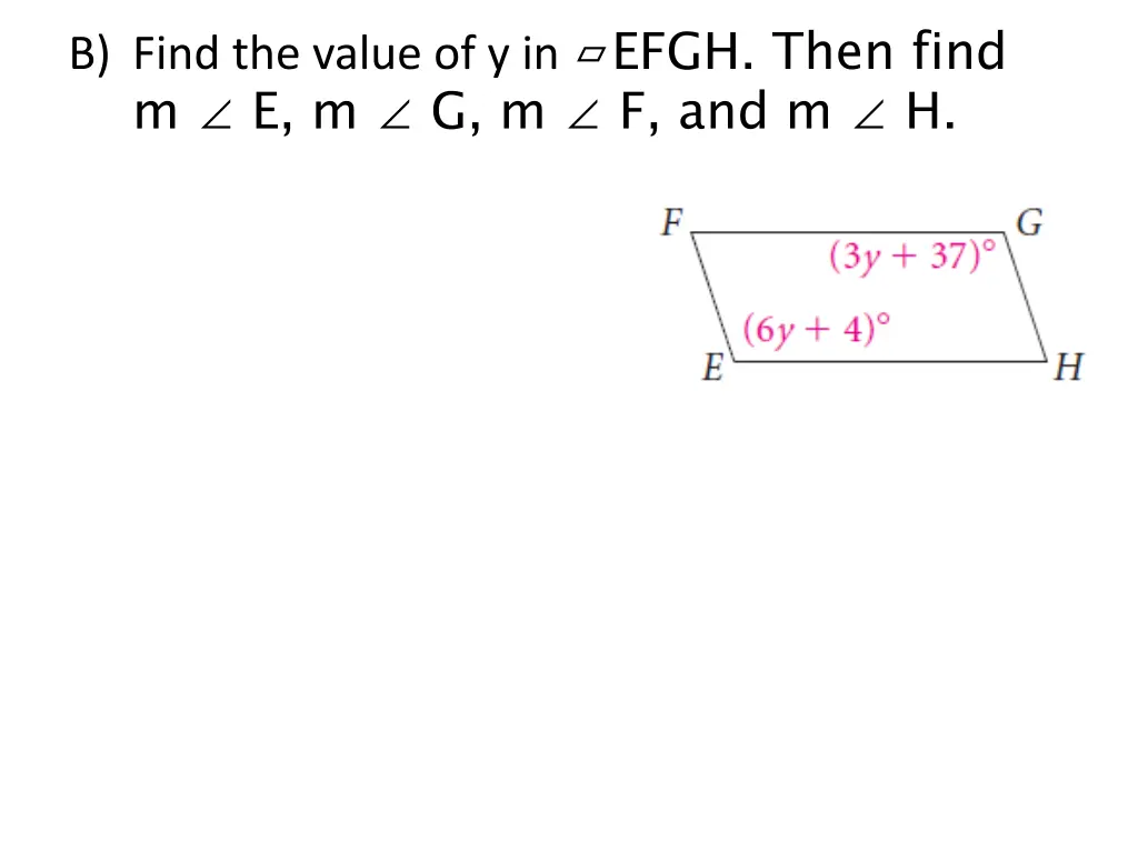 b find the value of y in efgh then find