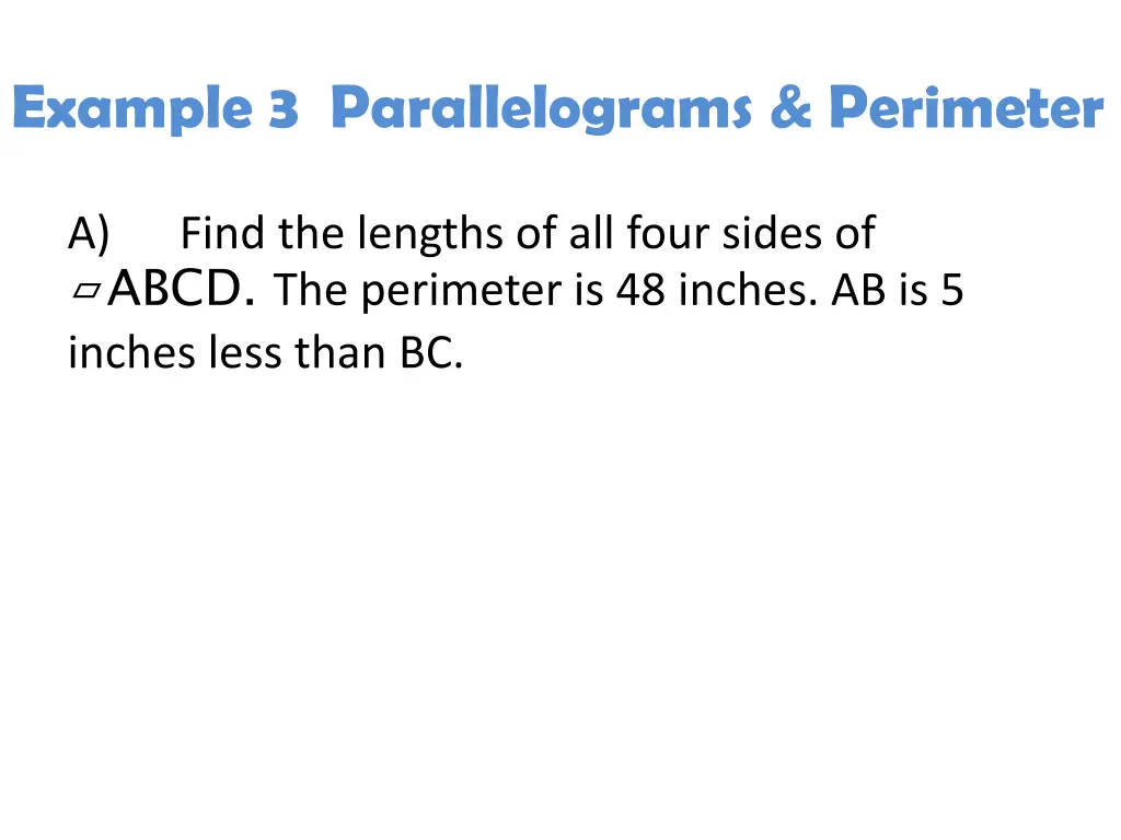 example 3 parallelograms perimeter