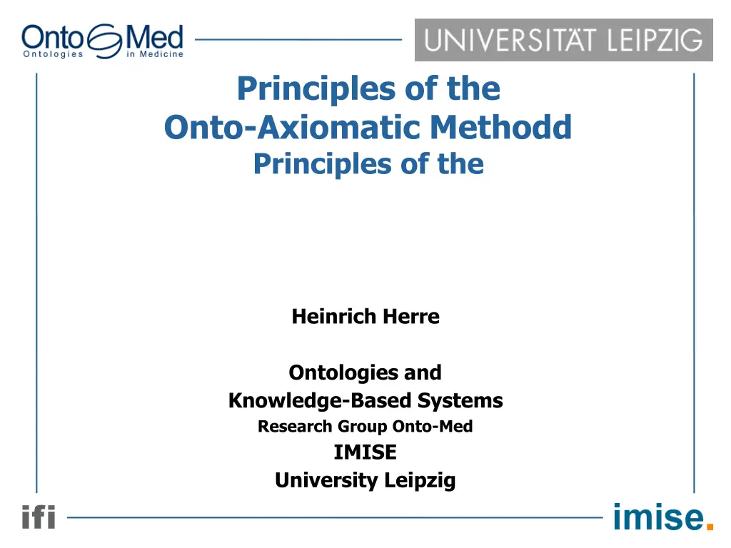 principles of the onto axiomatic methodd