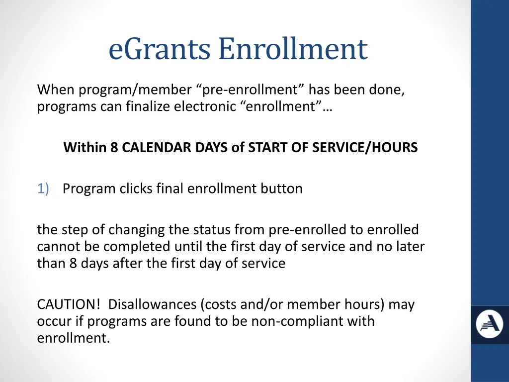 egrants enrollment