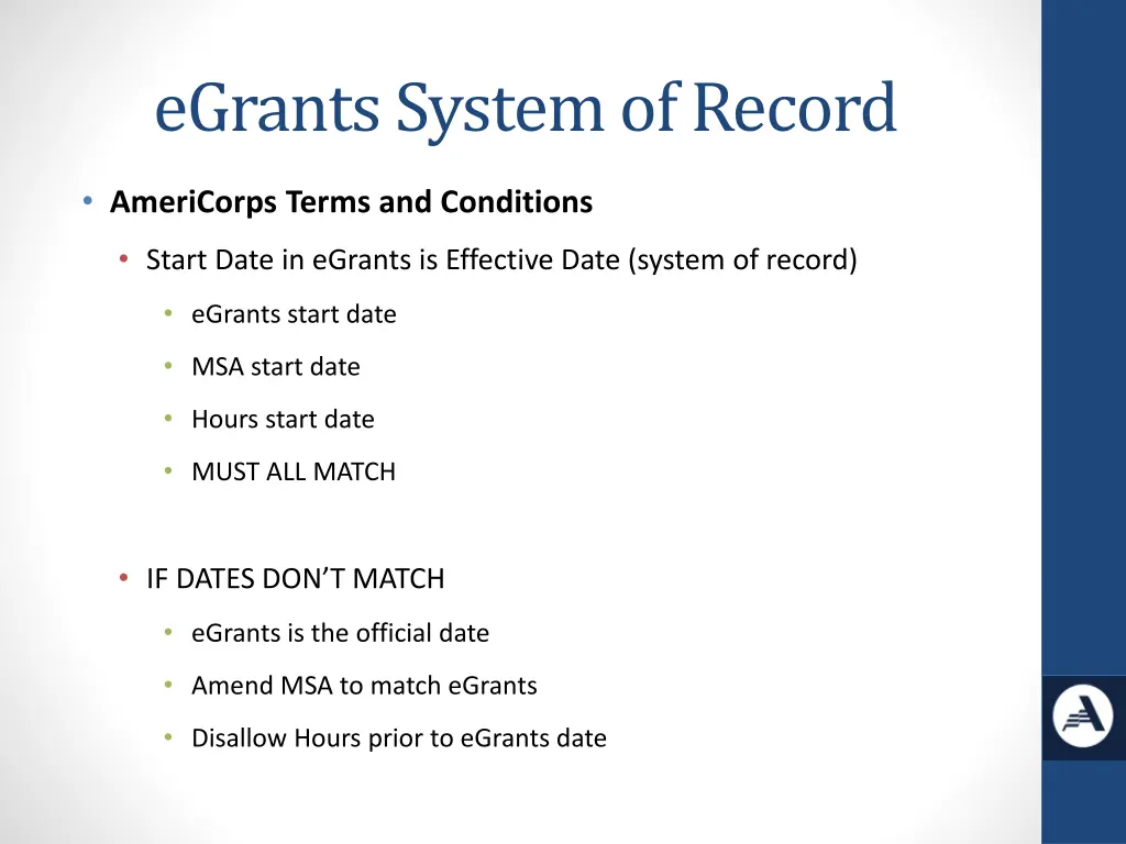 egrants system of record