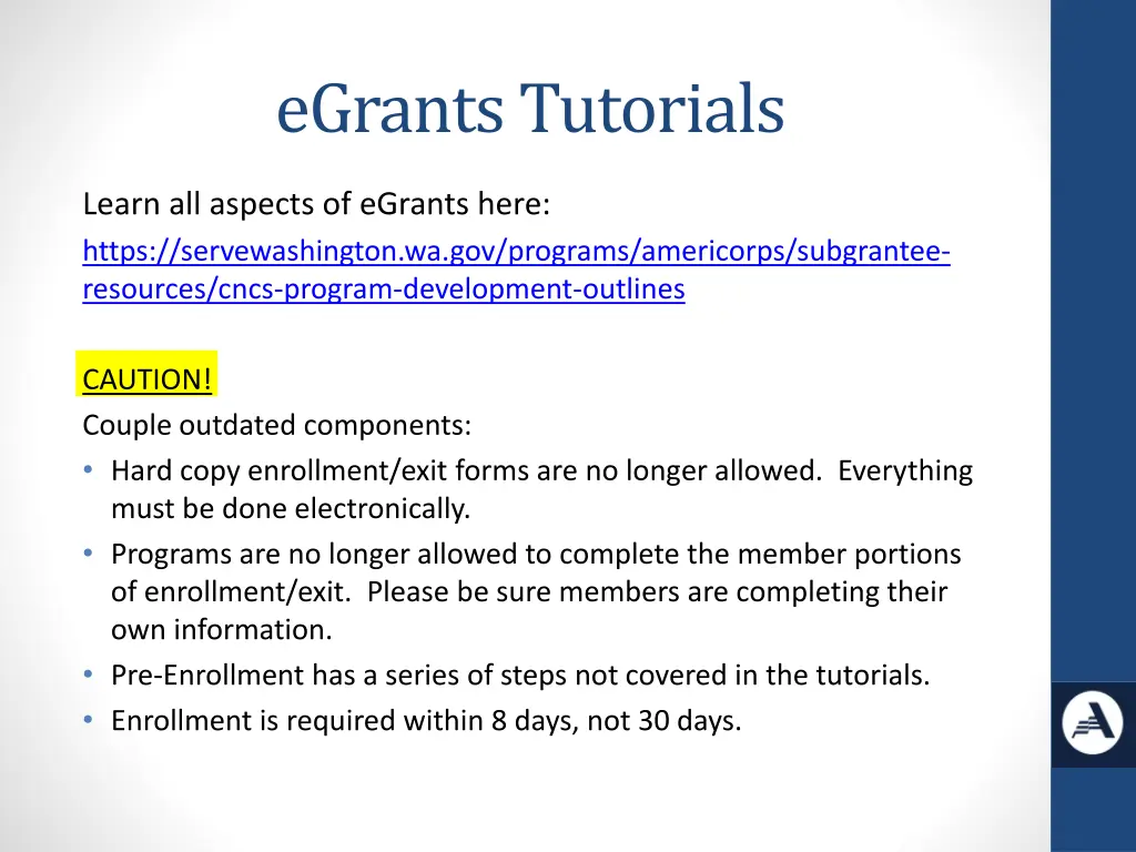 egrants tutorials