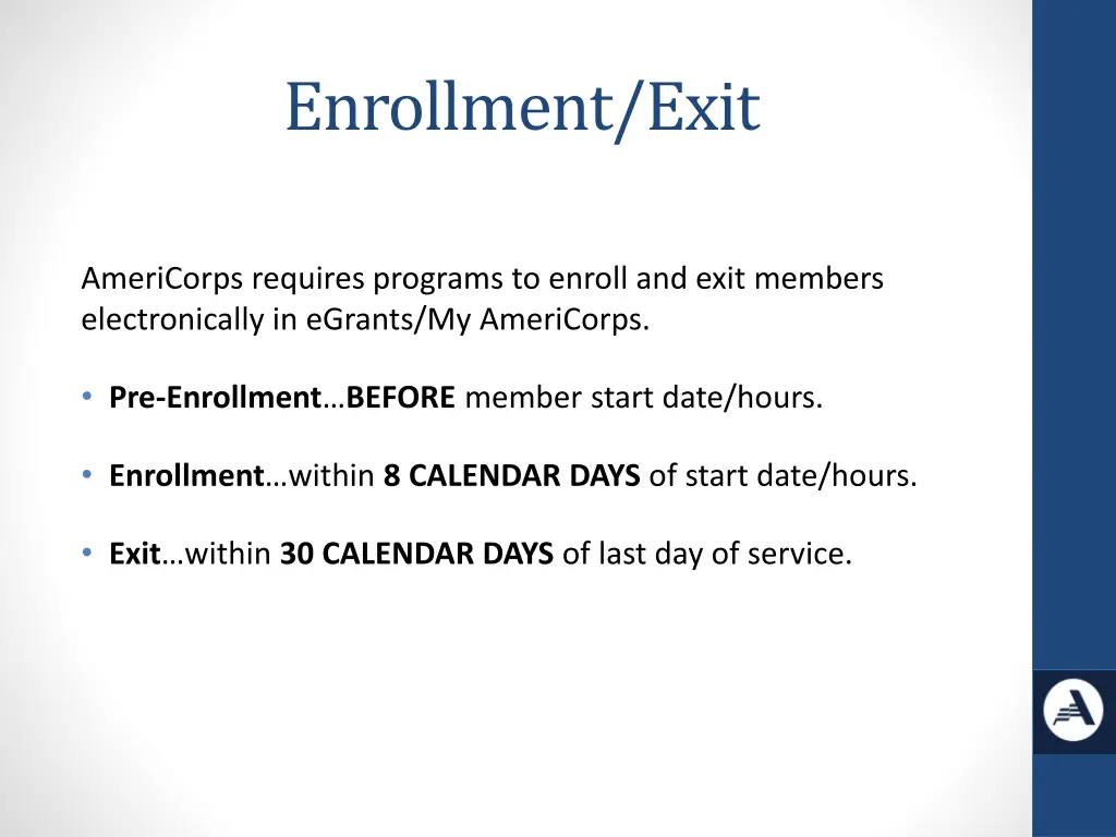 enrollment exit